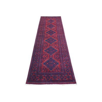 2'9" x 9'7" New Hand Knotted Red Wool Runner Oriental Rug - MOA10271904