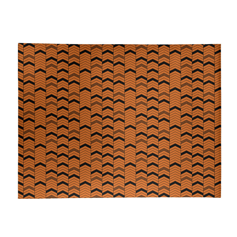 Tapis orange/noir fait main, Rectangle 8 pi x 10 pi