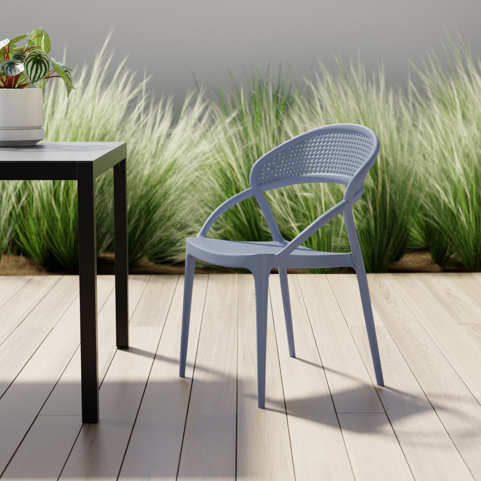 Farrah Stackable Patio Armchair, Dark Gray