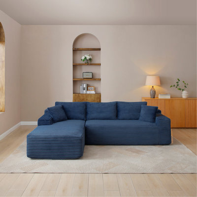 Canapé modulaire de 105 po, canapé modulaire Cloud avec assise profonde, canapé modulaire en L moderne avec méridienne, fauteuils rembourrés pour salon, sans assemblage, (bleu)