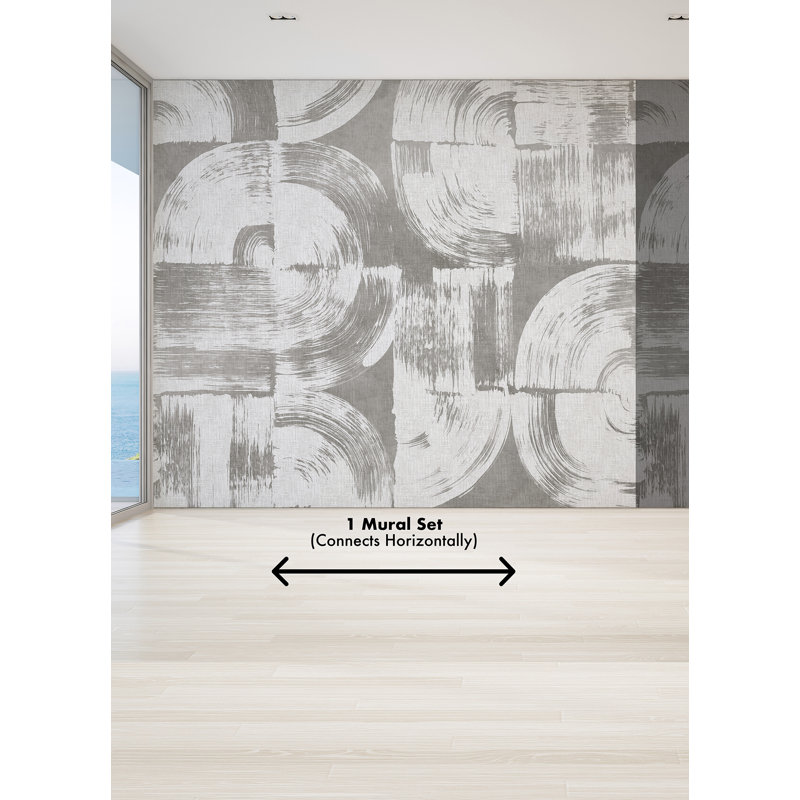 Dove Grey Abstract Brushstrokes Non-Pasted Wall Mural