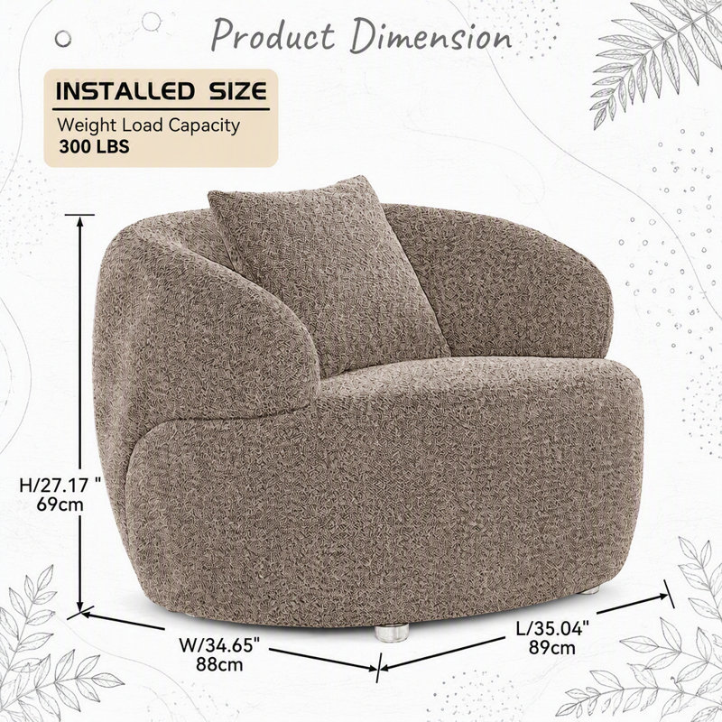 Canapé pivotant 360 ° Mid Century, Tissu brun