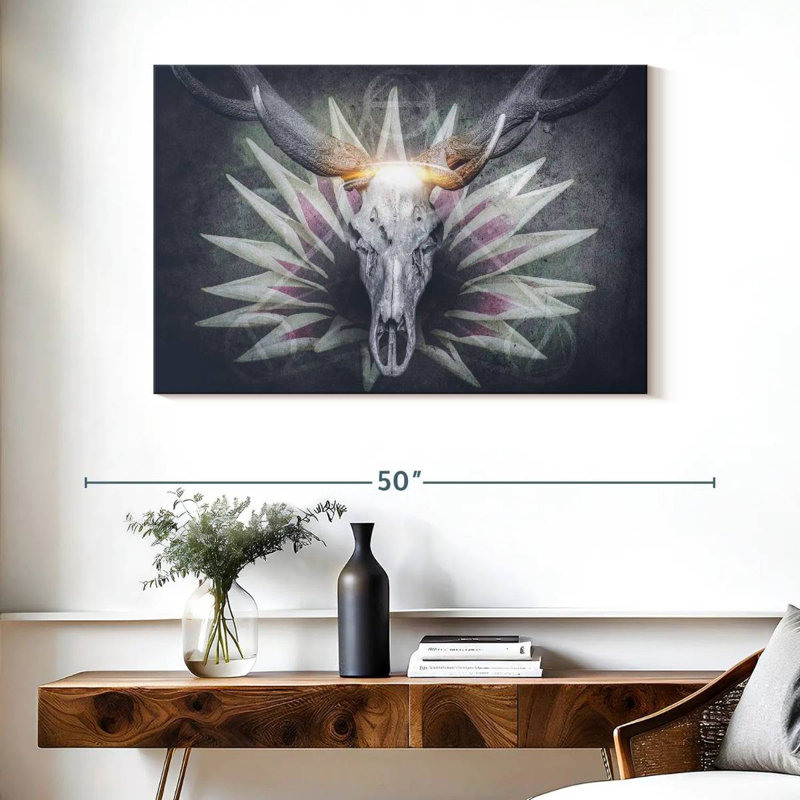 Crâne de cerf diable, H 26 po x l 39 po