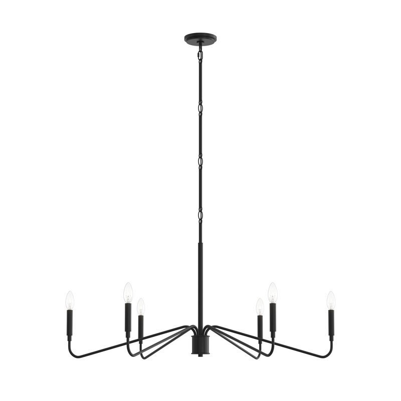 Pilar 6-Light Matte Black Chandelier, Matte Black
