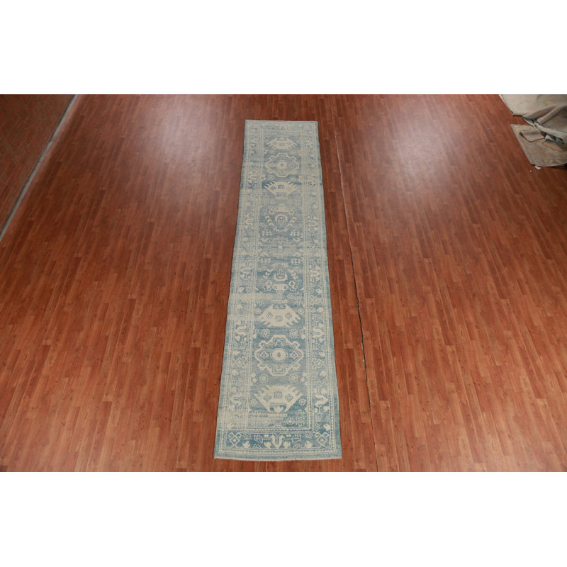 Tapis de couloir bleu Oushak