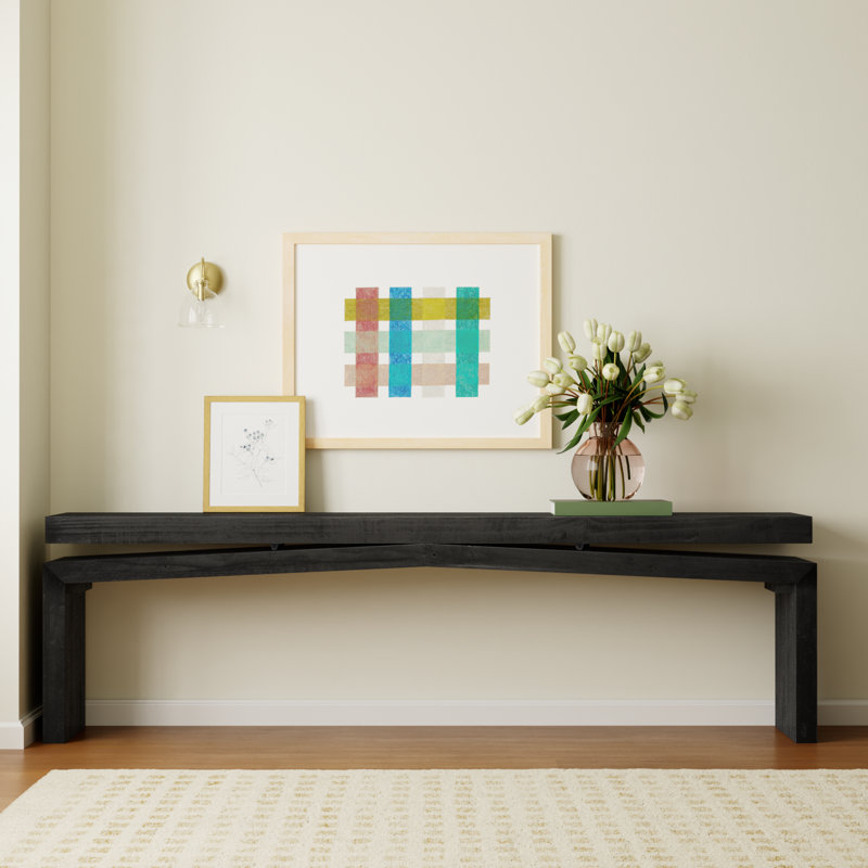 Henn Solid Wood Console Table, Aged Black Pine, 30.75" H x 94" W x 15" D