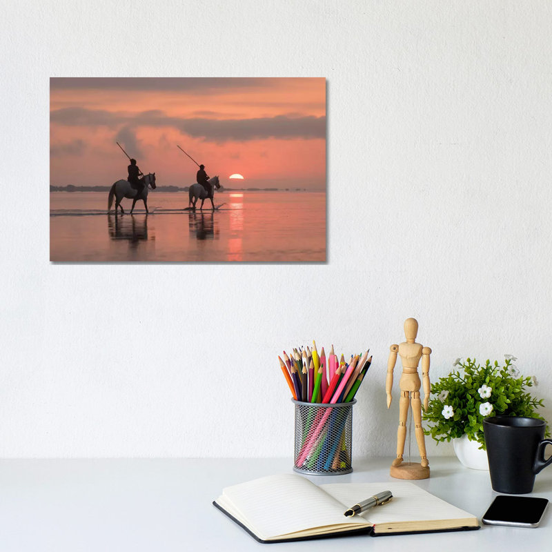 White Angels of Camargue X 1 Piece Wrapped Canvas Wall Art, 20.32 cm H x 30.48 cm W
