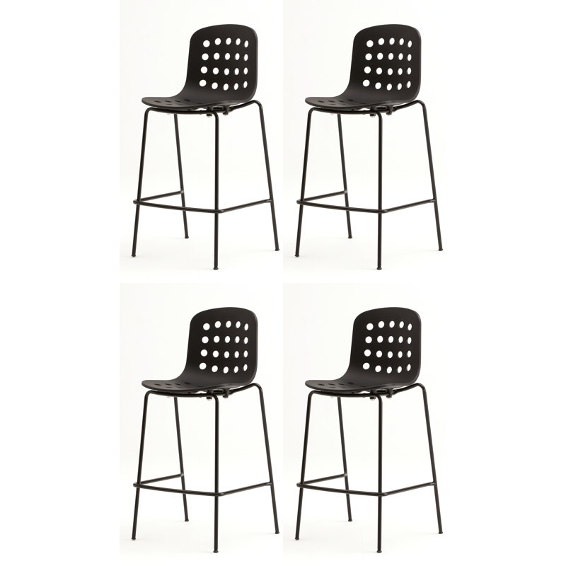 Tabouret de comptoir perforé Holi (ensemble de 4), Noir