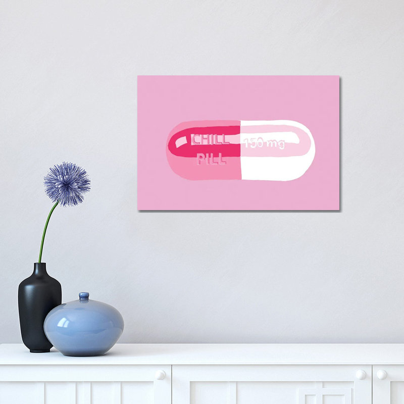 Chill Pill Pink - Wrapped Canvas Print, 20.32 cm H x 30.48 cm W