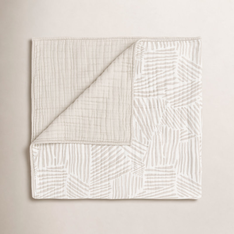 Oat Stripe Quilt In 3-Layer Muslin Cotton