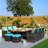 6 - Person Wicker Patio Dining Set with Rectangular Table , Cushions Included-93843004-93842994
