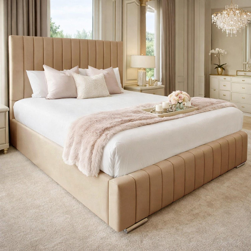 Upholstered Bed, Beige, Double (4'6)