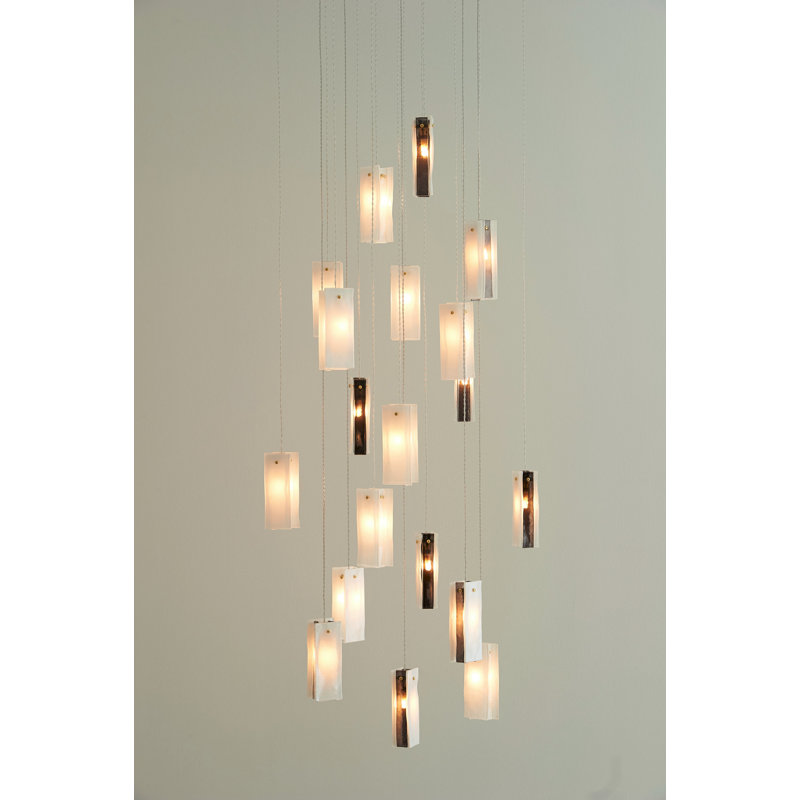 25 - Light Cluster Globe Pendant, White/Black/Clear, 19