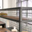 Bureau industriel en forme de L avec 2 tiroirs et tablettes, finition brune