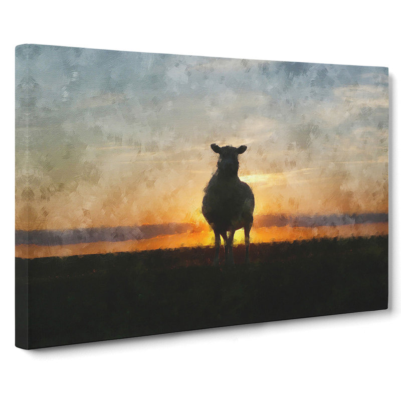 Sunset And Sheep - Wrapped Canvas, 35cm H x 50cm W x 3cm D
