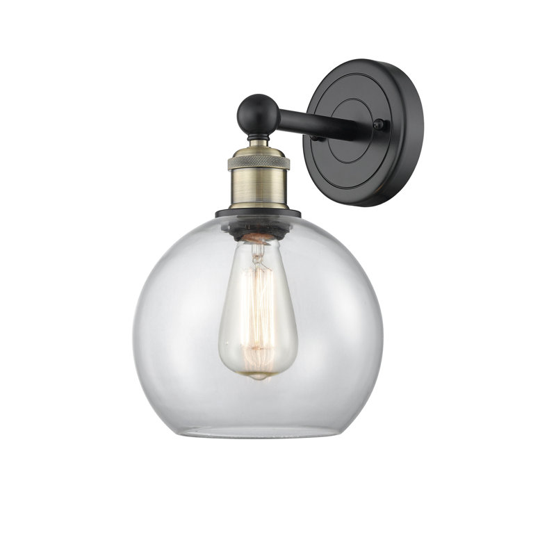 Ellington Steel Armed Sconce, Clear, Black Antique Brass