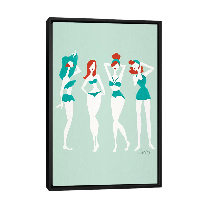 Strickler Redheads On Mint Beach Bombshells, H 26 po x l 18 po x P 1,5 po, Toile avec cadre noir