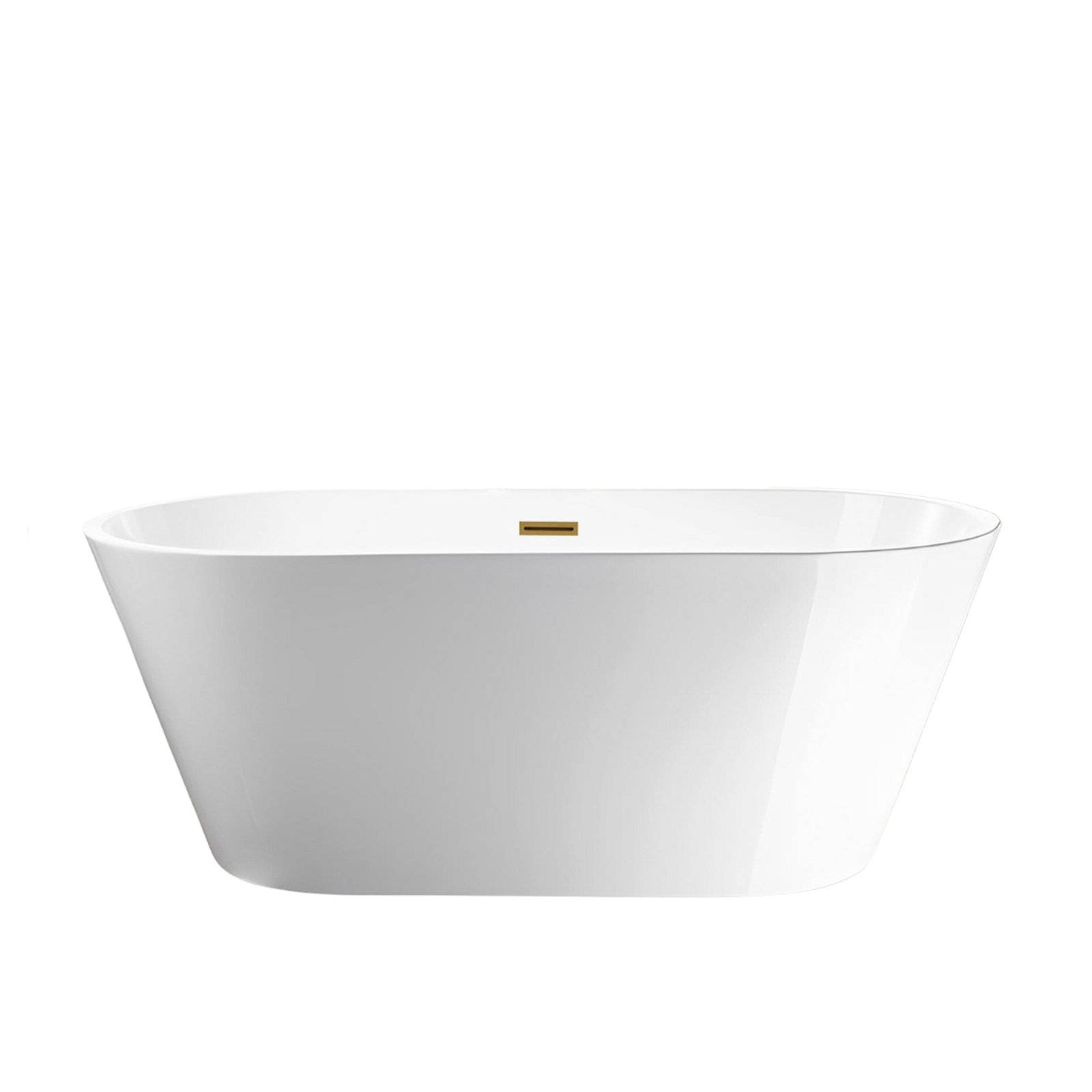 54'' x 29'' Freestanding Soaking Acrylic Bathtub, White/Titanium Gold
