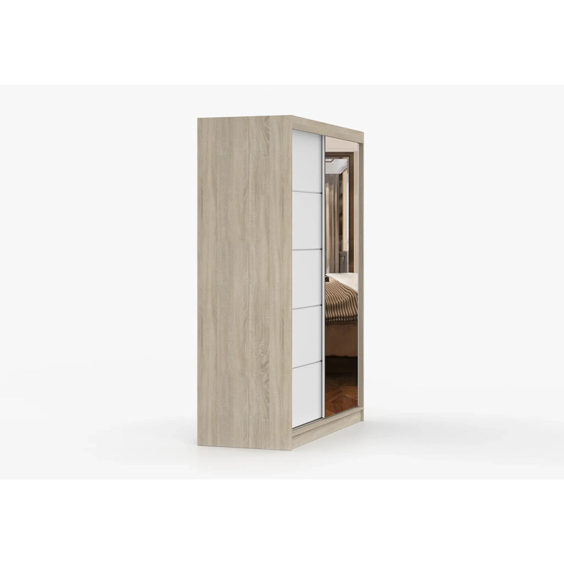 Tefanes 2 Door Laminate Wardrobe, Oak Base/ White Door