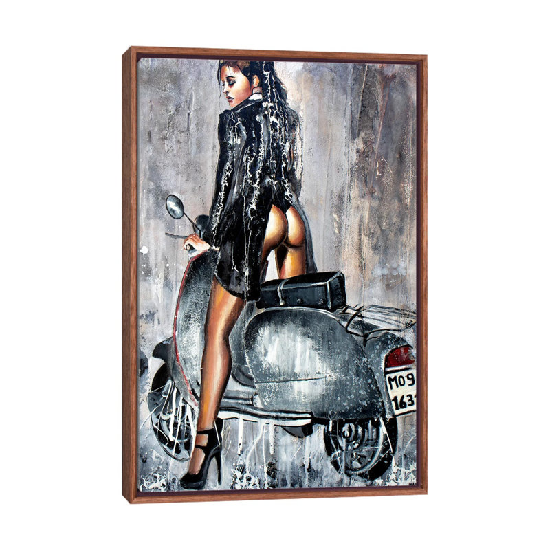 Feel Free To Go by Donatella Marraoni - Painting on Canvas, 66.04 cm H x 45.72 cm W, Classic Brown Wood Framed