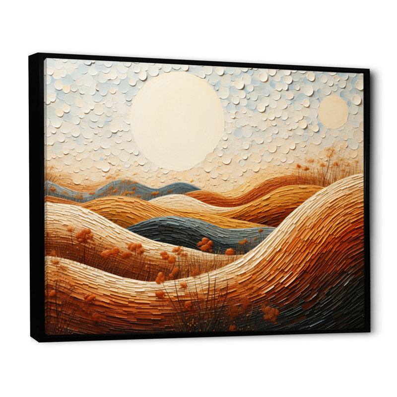 «Beach Dune Dance Pointillism II», reproduction sur toile, Cadre flottant noir, H 30 po x l 40 po x P 1,5 po