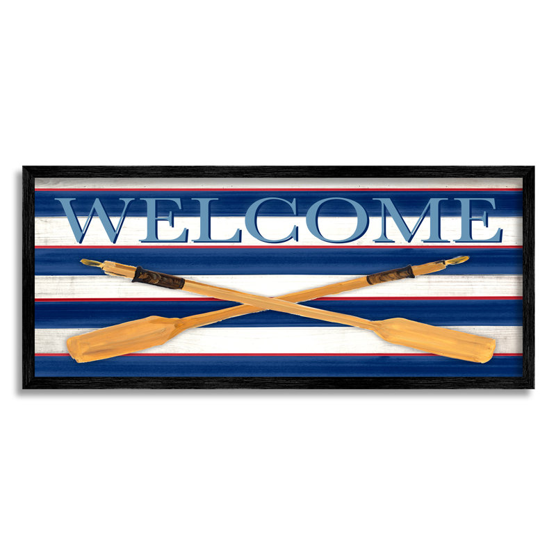 Symbole Welcome Oars, H 24 po x l 24 po x P 1,5 po, Giclée encadrée noir minuit
