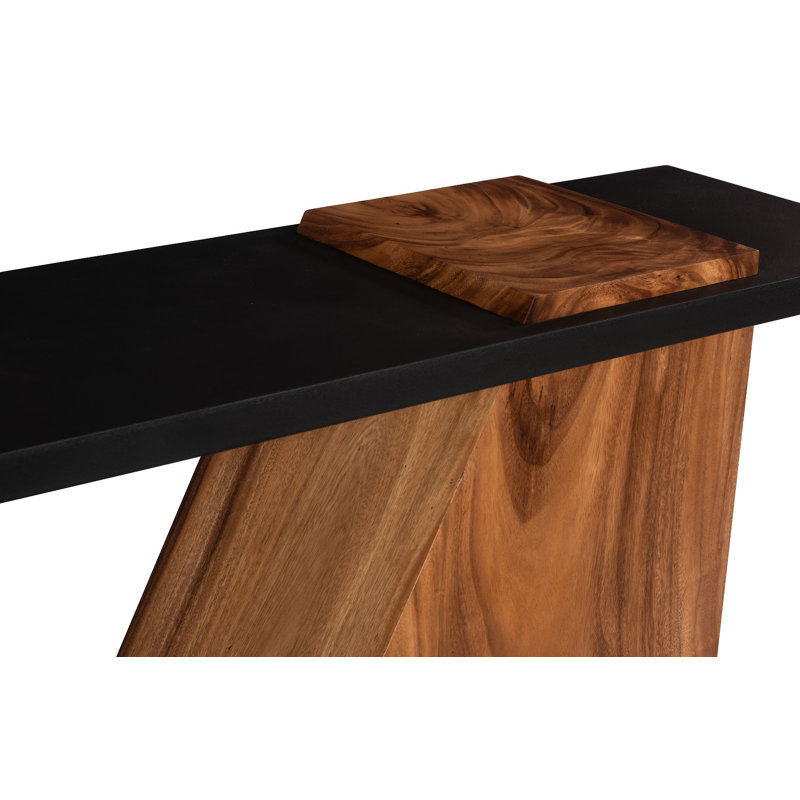 Slant Console Table, Natural/Black
