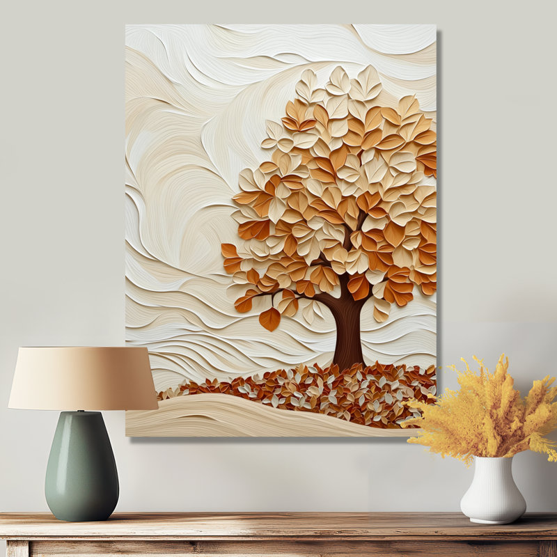 Autumn Harvest Glow Chestnut Tree II - Floral Metal Wall Decor, Tree Oak Metal Print, 20" H x 12" W x 0.84" D