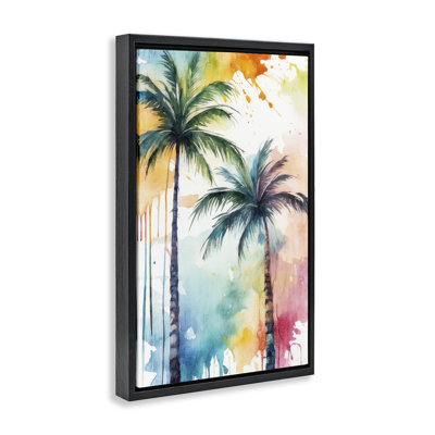 «Paint Splash Palms», toile flottante encadrée par Kim Allen