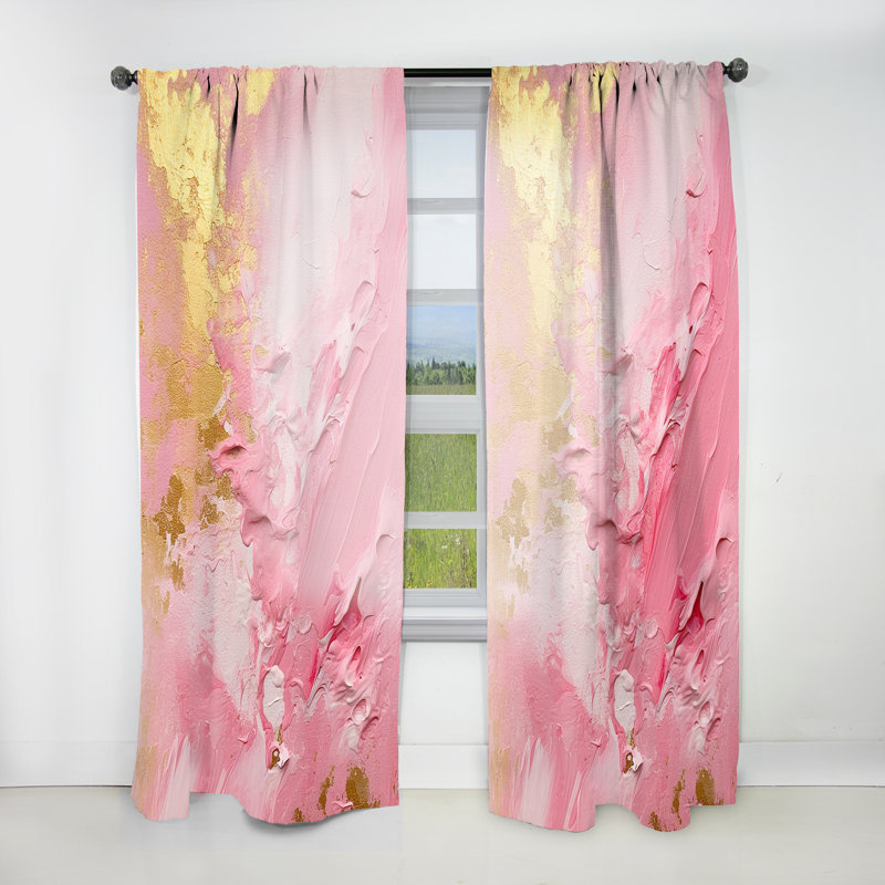 Pink and Gold Emerging Energies III - Modern Velvet Curtain - Room Darkening - 1 panel, 52" W x 63" L