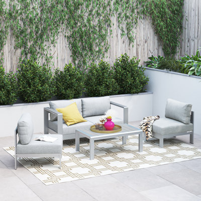 Shore Sunbrella Outdoor Patio Aluminum 4 Piece Set