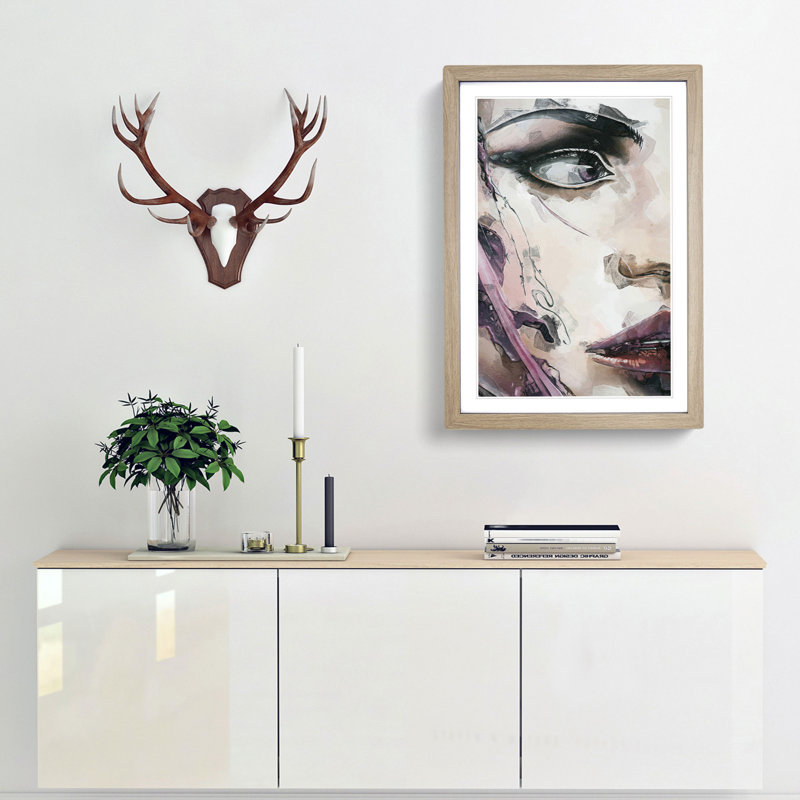 The Urban Woman in Abstract - Framed Print, 50cm H x 35cm W x 2cm D, Oak