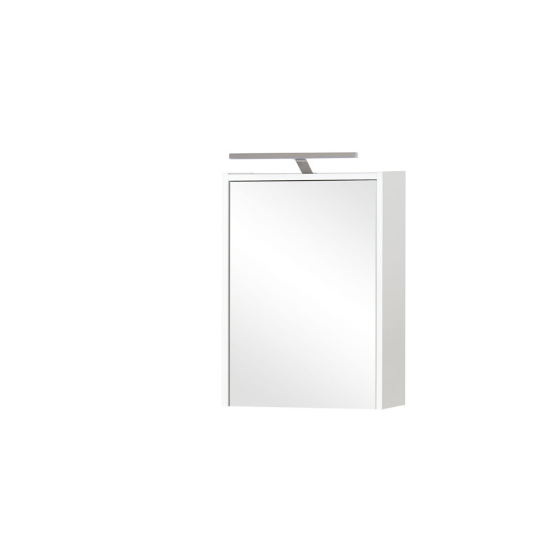 Lankton 43.5mm W 64mm H Surface Framed Medicine Cabinet Mirror 2 Adjustable, White/Silver