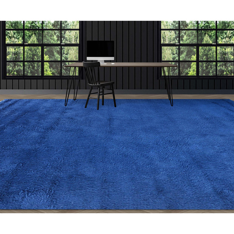 Wool Ikat Area Rug in Blue, Rectangle 10' x 14'