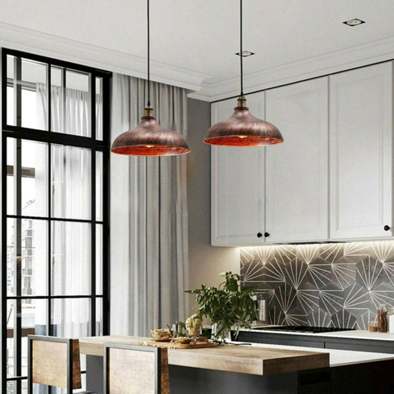 2 - Light Rustic Red Dome Pendant