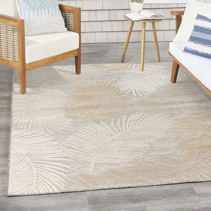 Tapis tropical gris 4 pi x 6 pi Nourison Suncoast, Gris, Rectangle 4pi x 6 pi