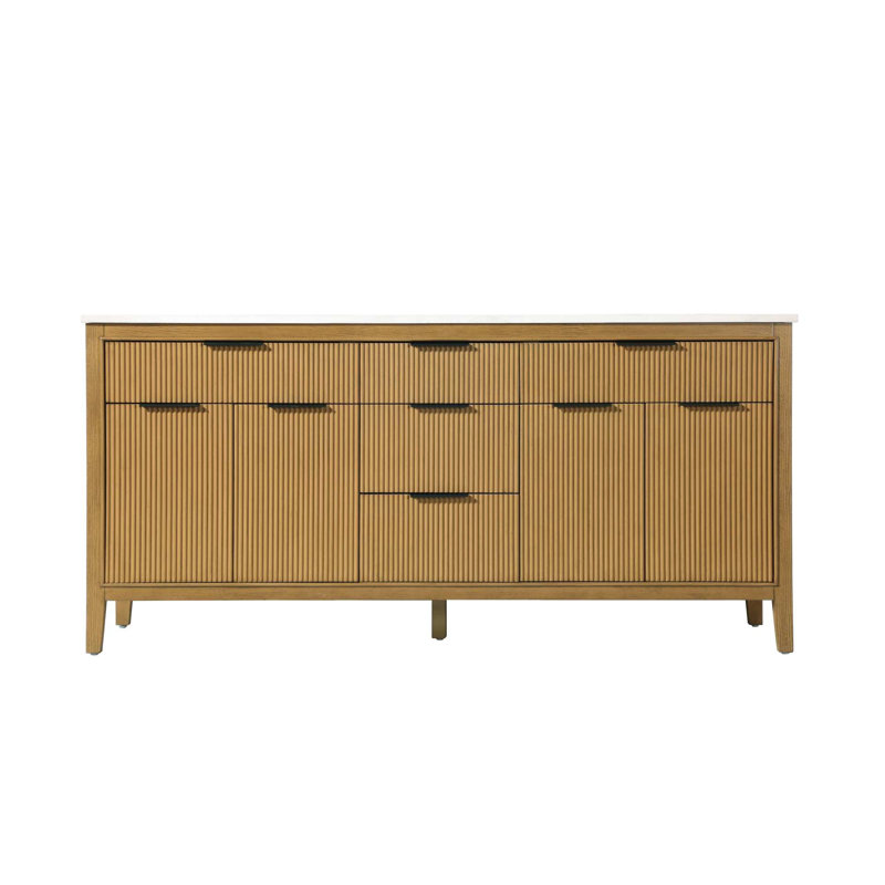 Meuble-lavabo double 72 po en teck miel, Miel et teck, 72"