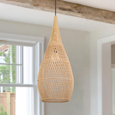 Luminaire suspendu géométrique naturel à 1 lumière Corlyn