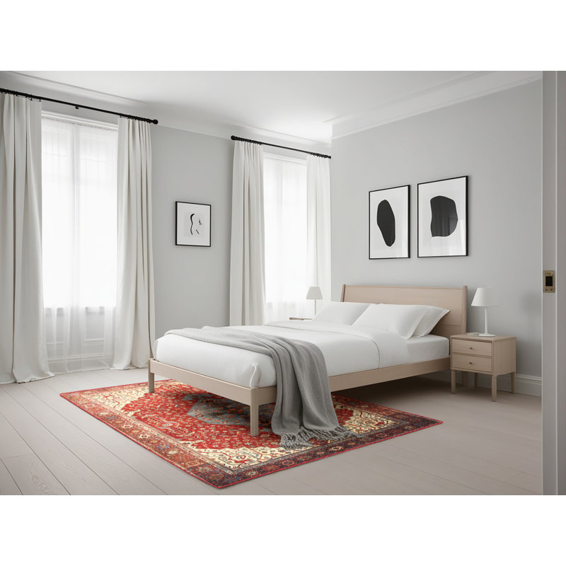 Tapis traditionnel mehroon/noir/crème Annessia, Rectangle 5 pi x 7 pi