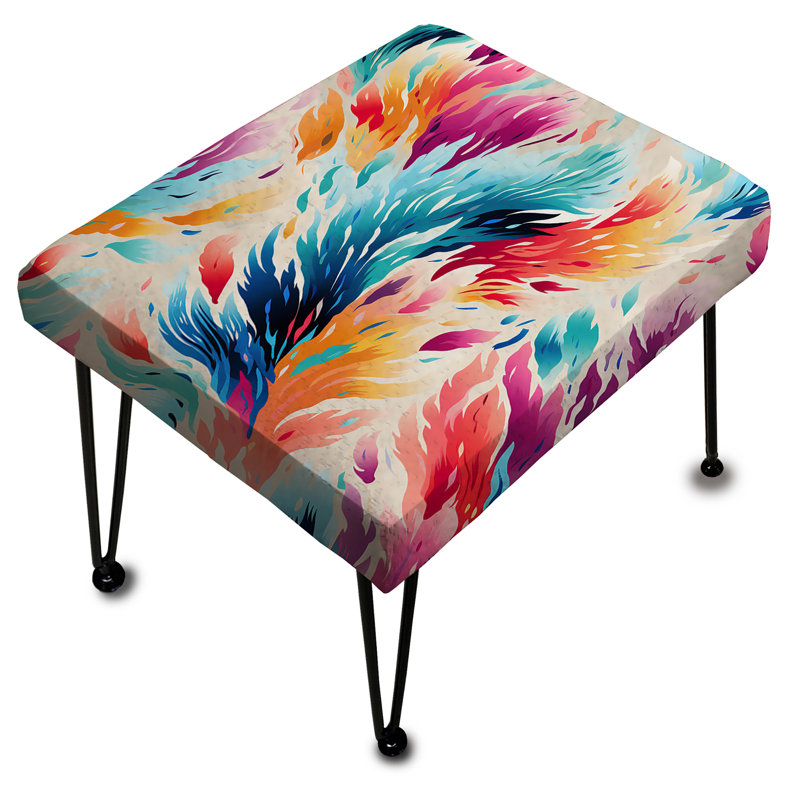 Blue And Purple Boho Ikat Spirit Embraced - Floral Rectangle Ottoman