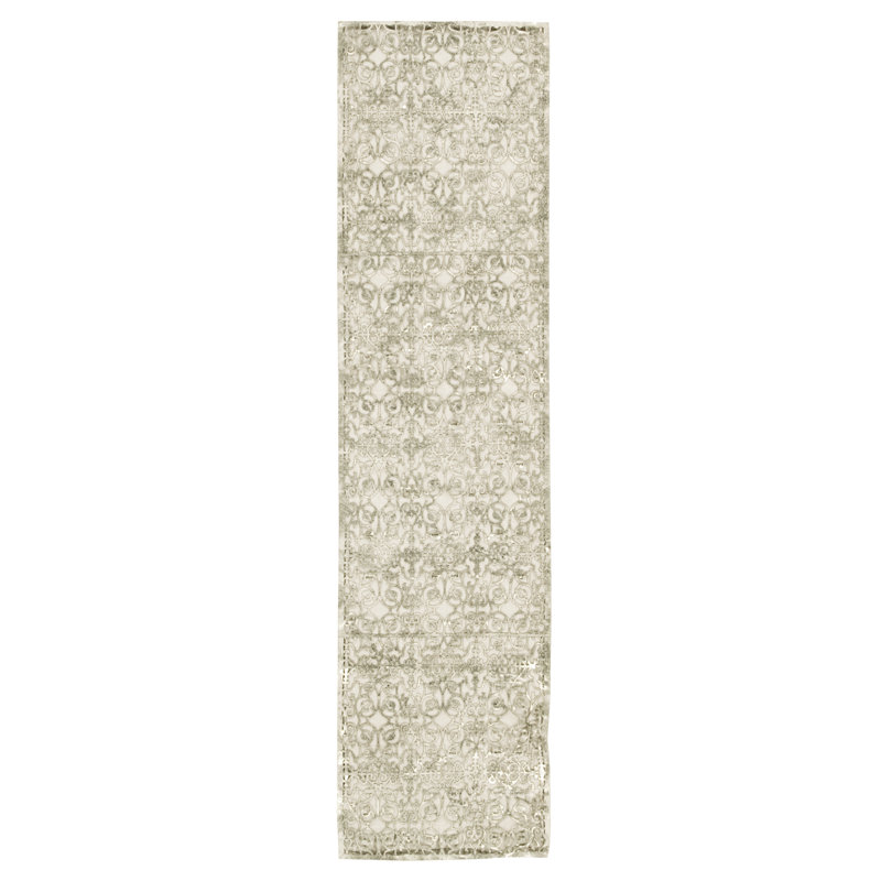 Chemin de table Damron, L 79 po x l 20 po, Blanc platine