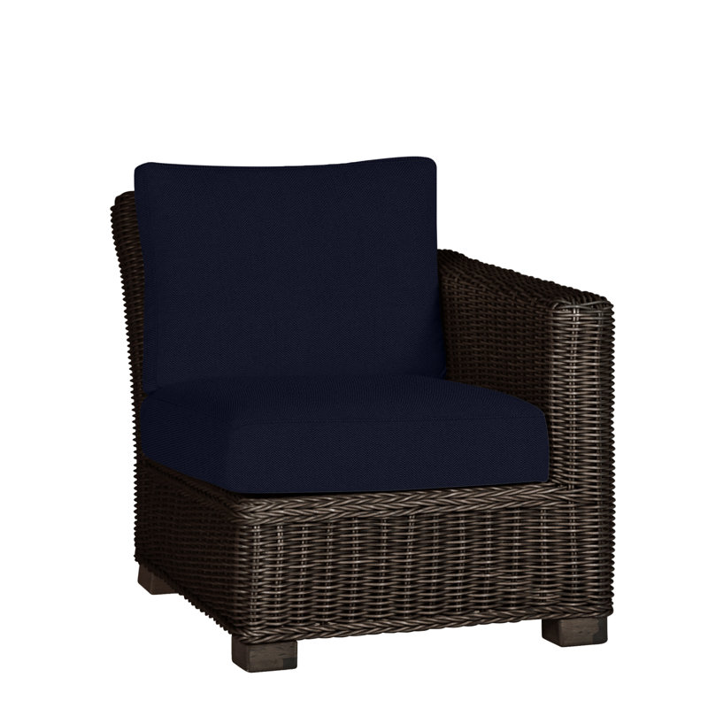 Canapé modulaire rustique tissé à droite - noyer noir, Welt, Noir noyer, Lin marine