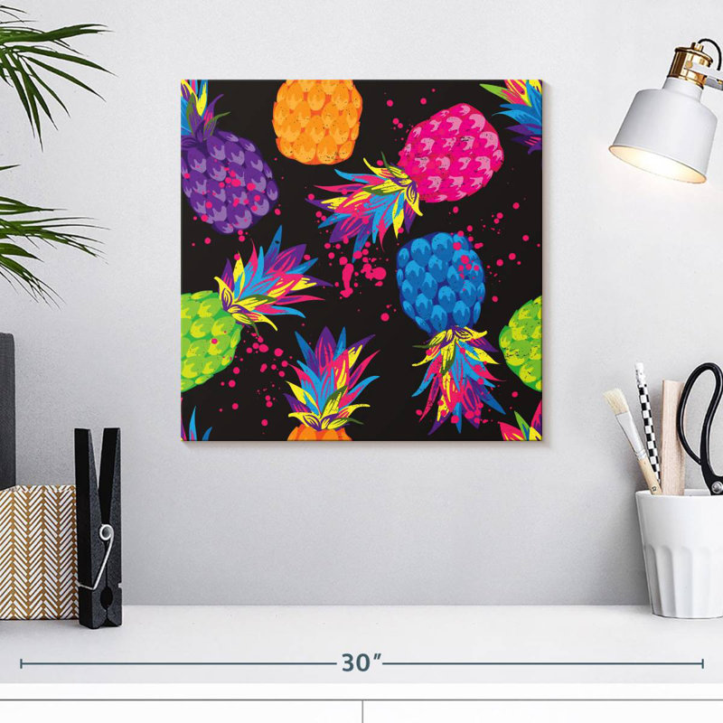 Yarlin Neon Pineapples, 16" H x 16" W