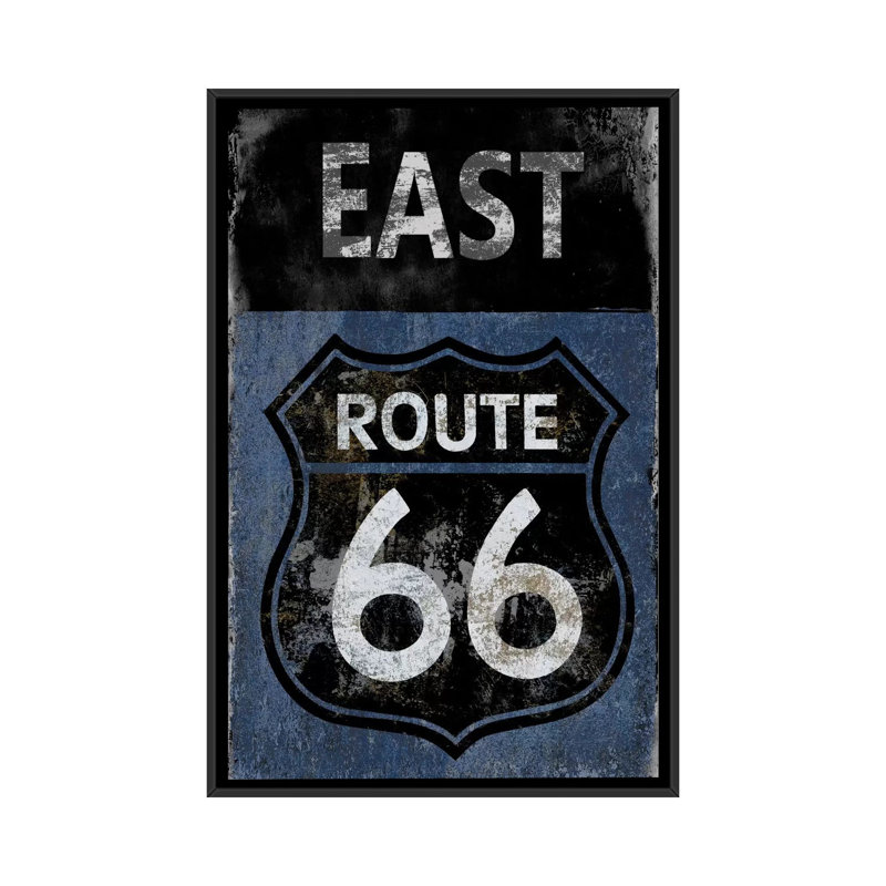 « route 66 east », impression sur toile, H 26 po x l 18 po x P 1,5 po, Toile avec cadre noir, Pas de tapis