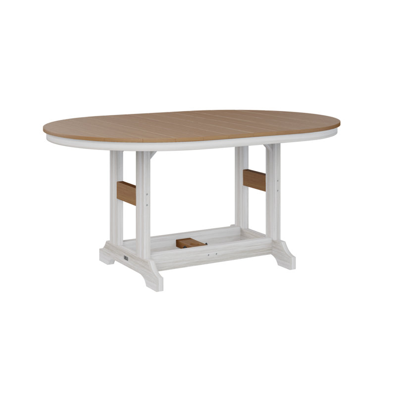 Table de salle à manger à hauteur de comptoir 64 po Berlin, Teck naturel, Coquille de mer, H 35,5 po x l 44 po x P 64 po