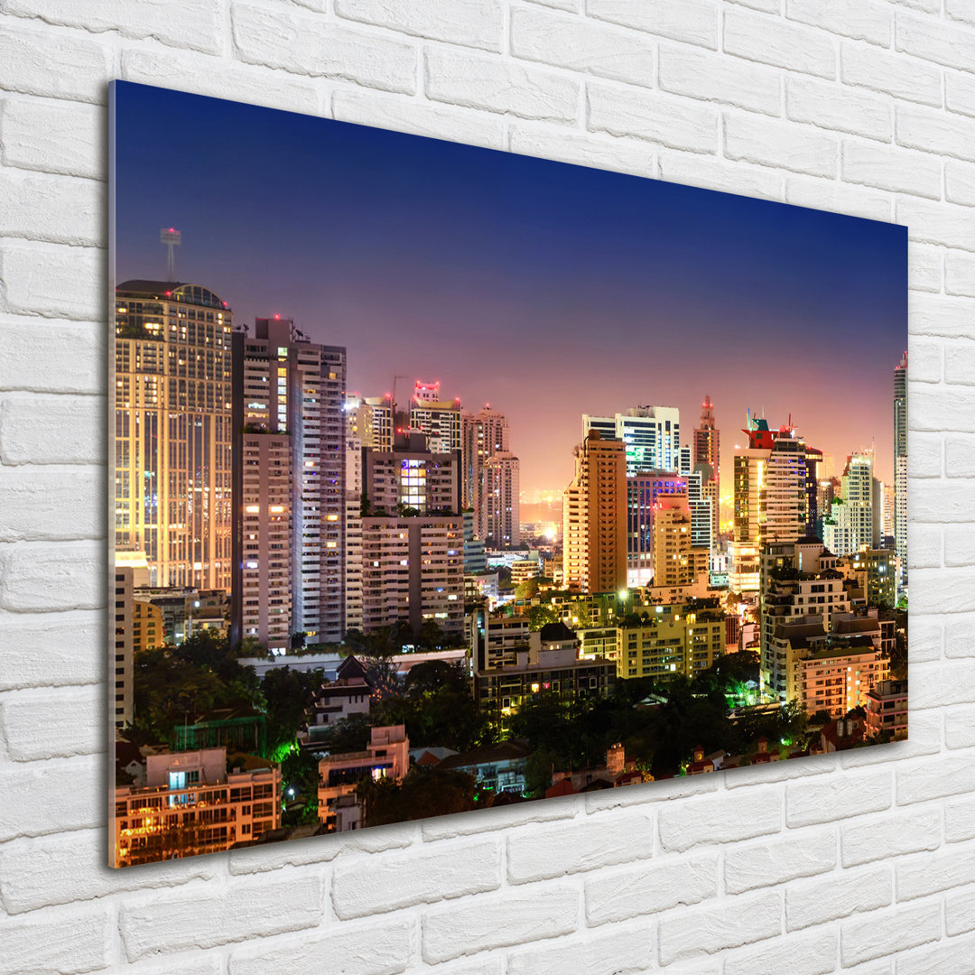 Glasbild Bangkok bei Nacht