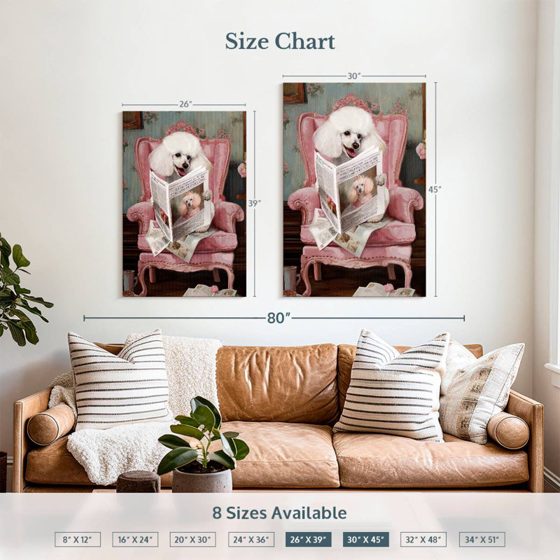 Brampt Poodle Reading News, 39" H x 26" W