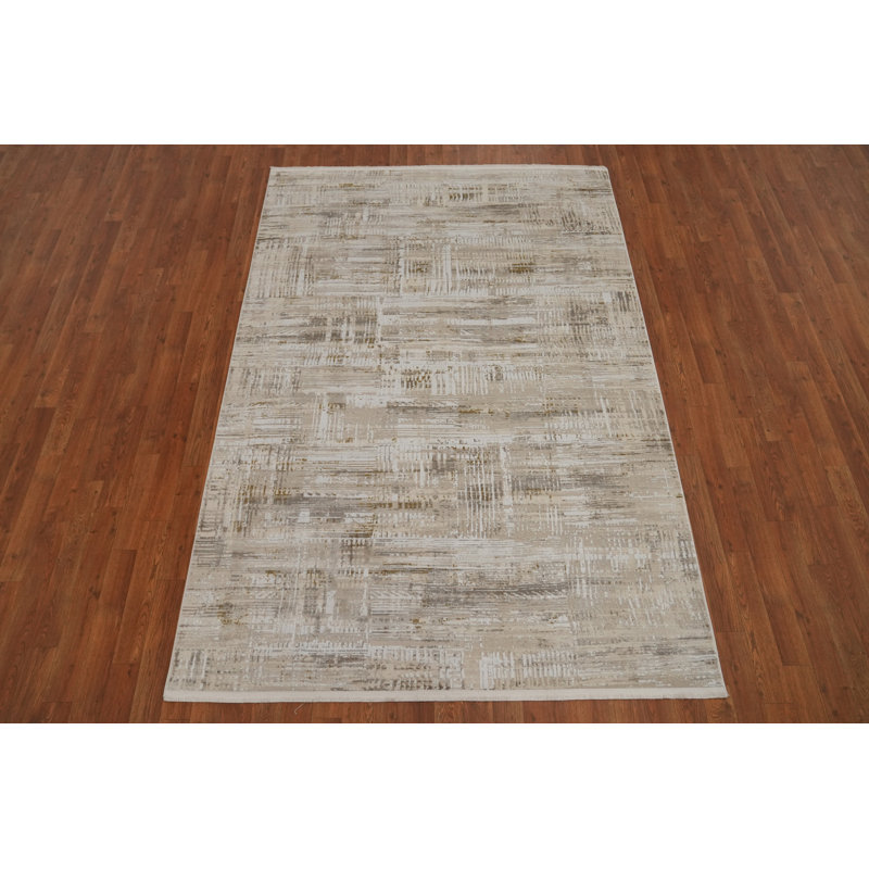 Tapis chic neutre texturé 5 x 7 parfait pour les intérieurs contemporains