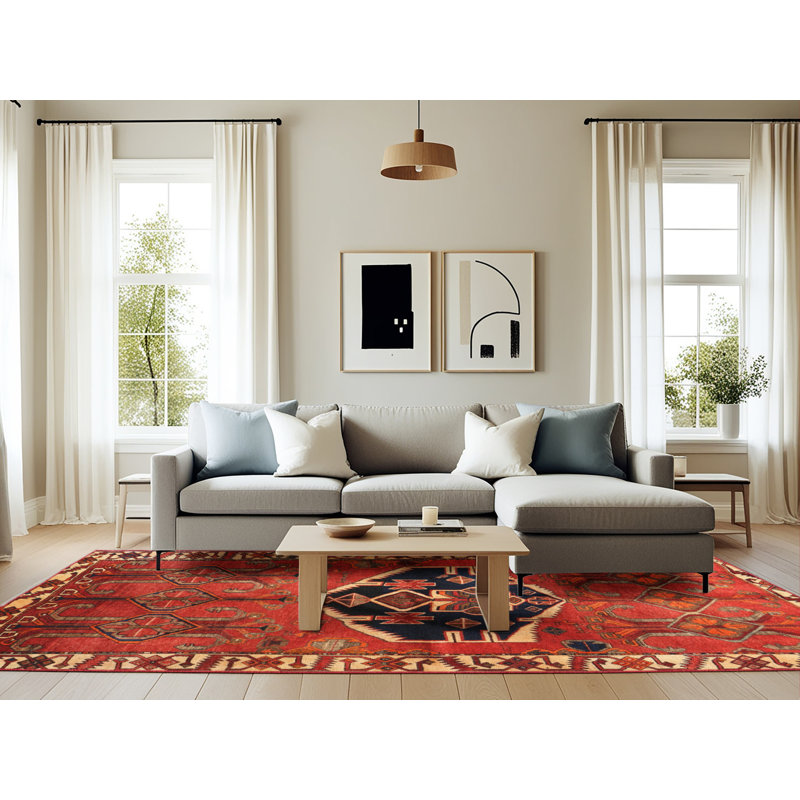 Tapis rouge à motif sud-ouest, Rectangle 6 pi x 9 pi