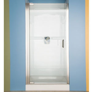 Euro 65.57 in. H Pivot Frameless Shower Door with Clear Glass